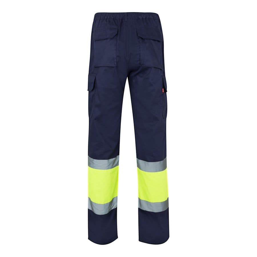 VL ATHENA. Tvåfärgade byxor i kypert (210g/m²), fodrade, flerfickor, i bomull (20%) och polyester (80%)