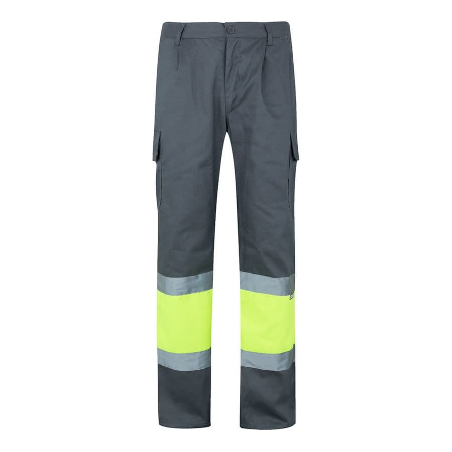VL ATHENA. Tvåfärgade byxor i kypert (210g/m²), fodrade, flerfickor, i bomull (20%) och polyester (80%) Grå