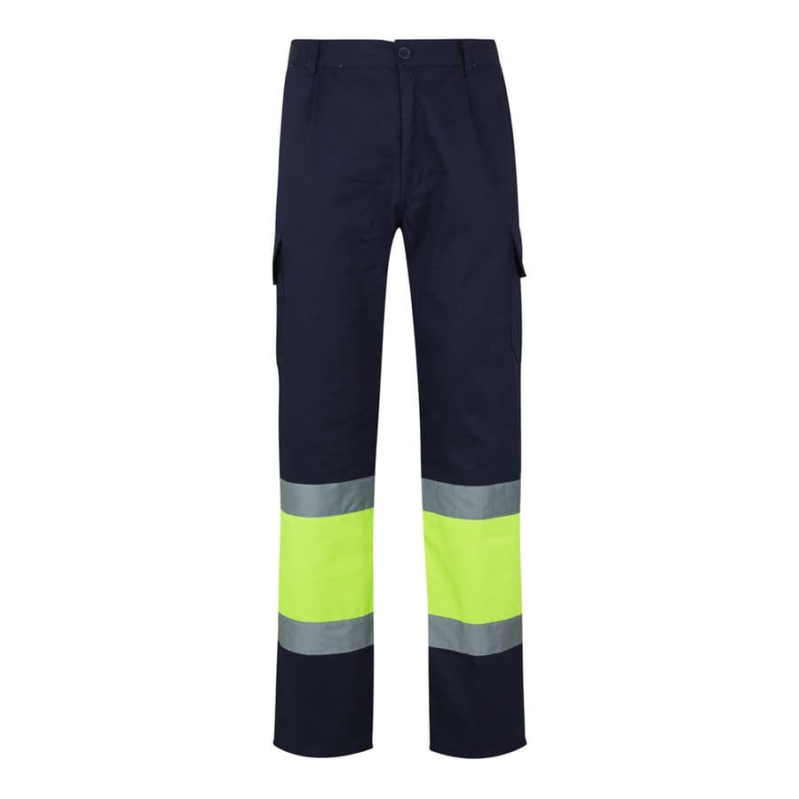 VL POSEIDON LARGE. Tvåfärgade byxor i twill med flera fickor (210g/m²), i bomull (20%) och polyester (80%) Blå