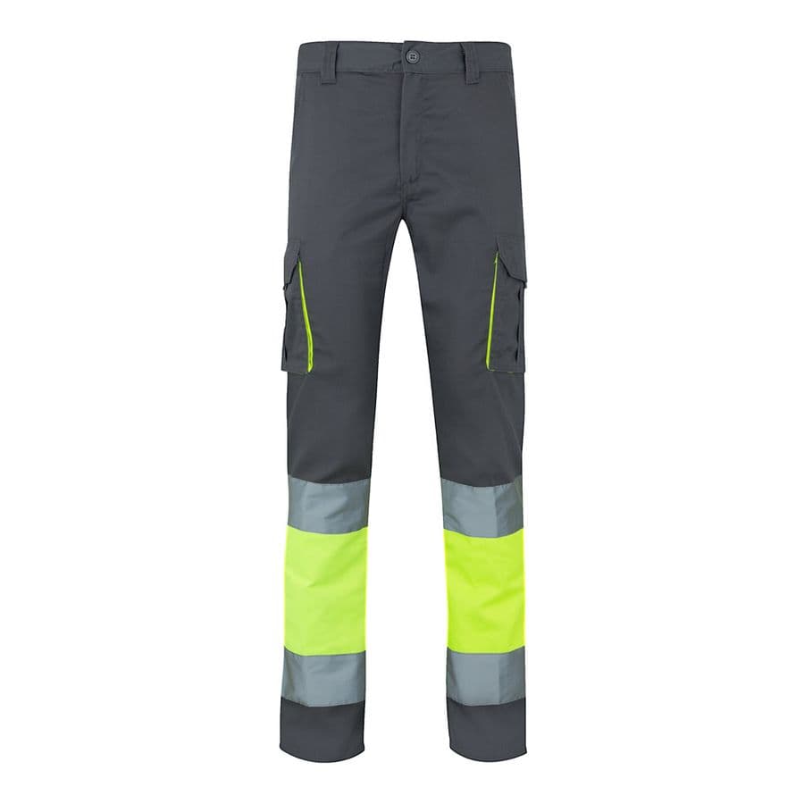 VL ZEUS. Tvåfärgade stretchbyxor med flera fickor (240g/m²), i bomull (46%), EME (38%) och polyester (16%) Grå