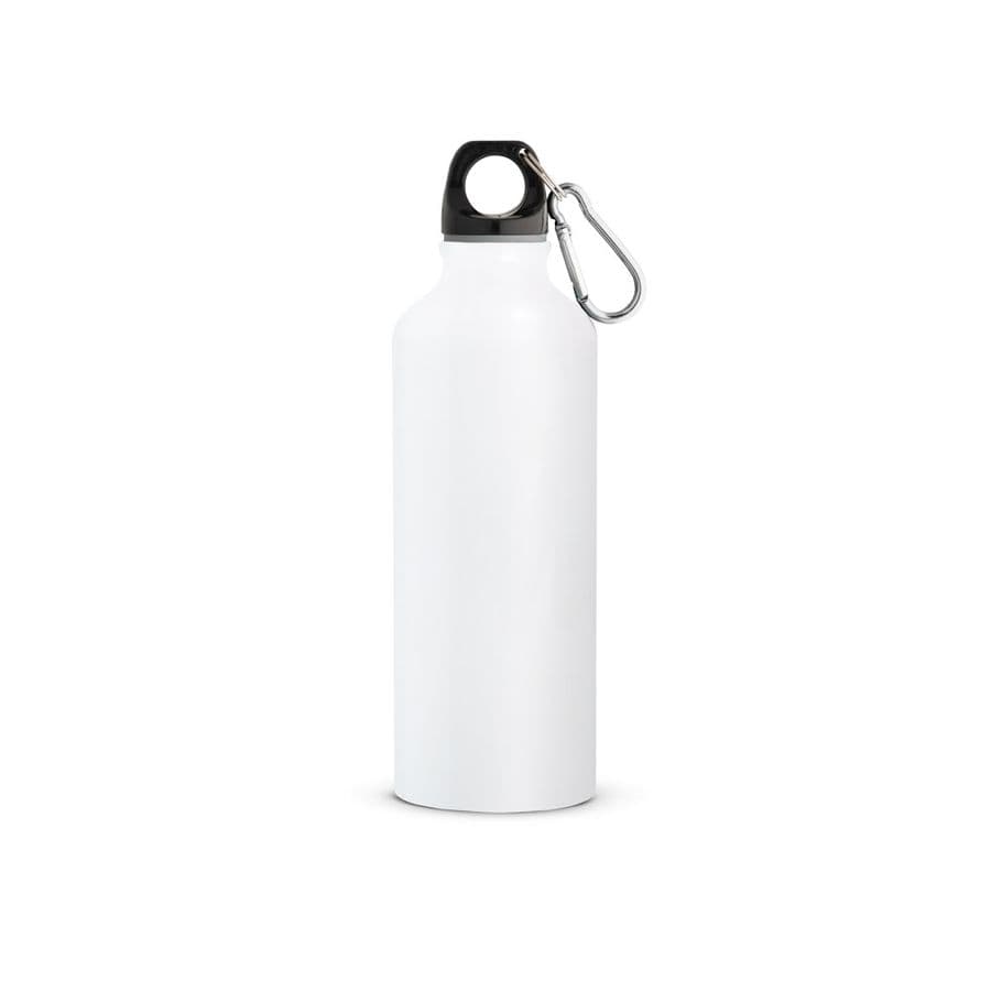 RE-LANDSCAPE M. Återvunnen aluminiumflaska (100% rAL) med karbinhake 530 mL Vit