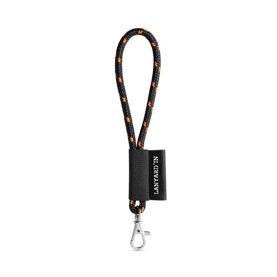 SET Lanyard NAUTIC Short (Ø 7 mm) med 9 mm karbinhake Svart