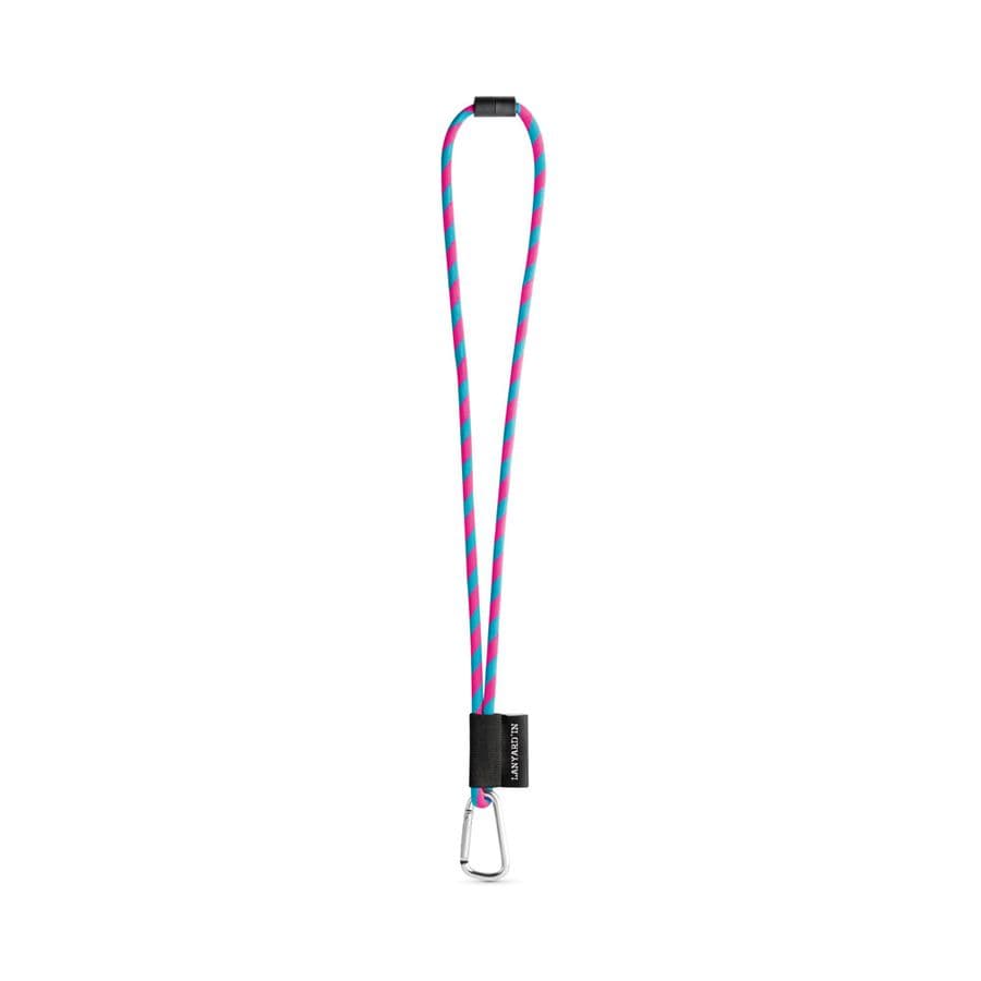 SET Lanyard TUBE Long (Ø 7 mm) med 55 mm D-formad karbinhake och Ø 7 mm säkerhetsspänne Hexachrome rosa