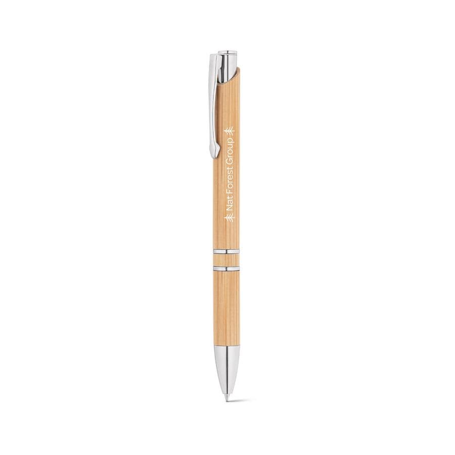 BETA BAMBOO. Bambukulspetspenna med klämma och metalldetaljer