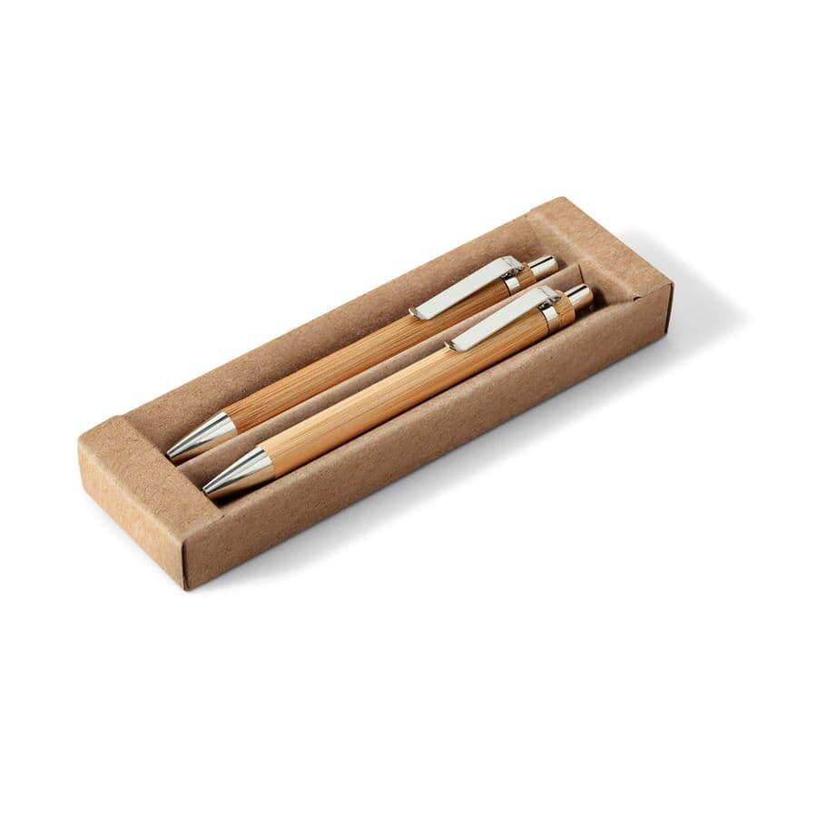 GREENY. Penna och mekanisk penna set av bambu Naturfärg