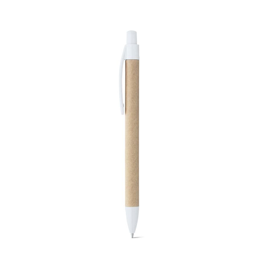 REMI. Kulspetspenna tillverkad av 100 % återvunnet papper med klämma Vit