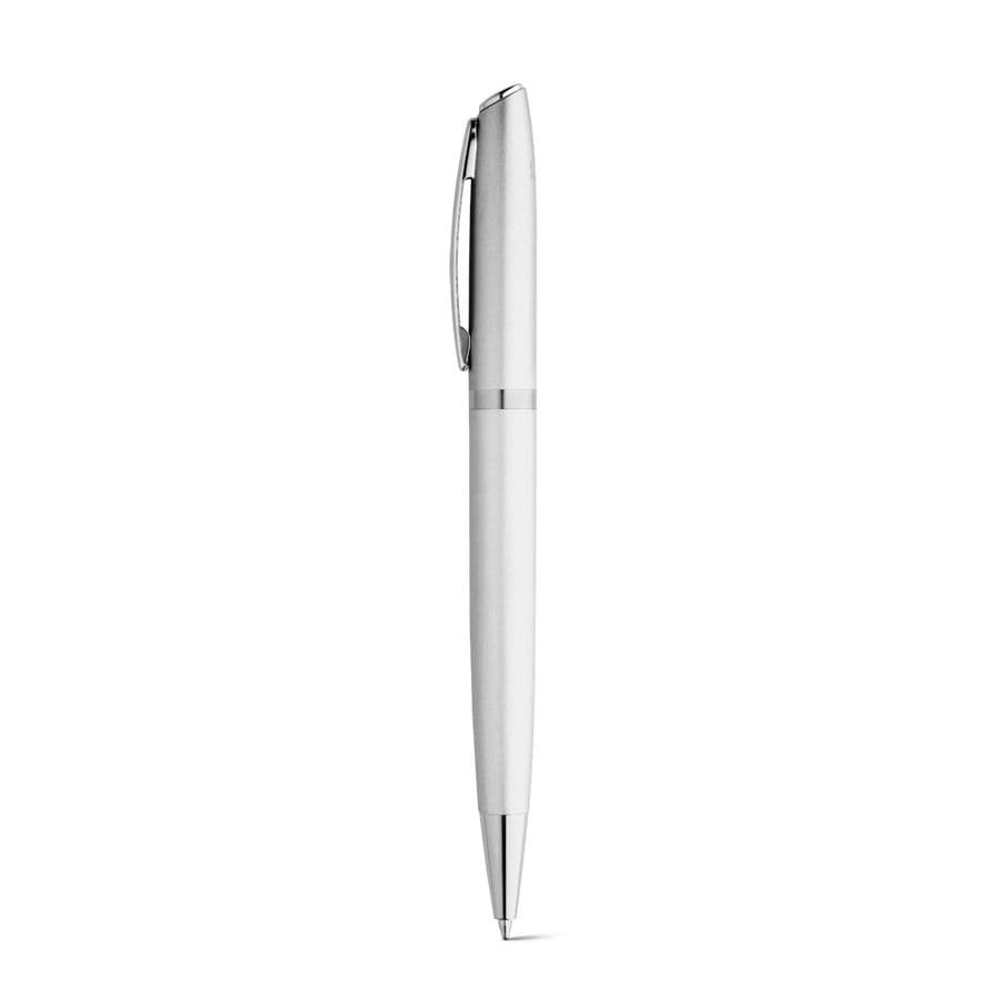 RE-LANDO-SET. Rollerball och kulspetspenna som set med kropp i återvunnen aluminium (100 % rAL) Satinsilver