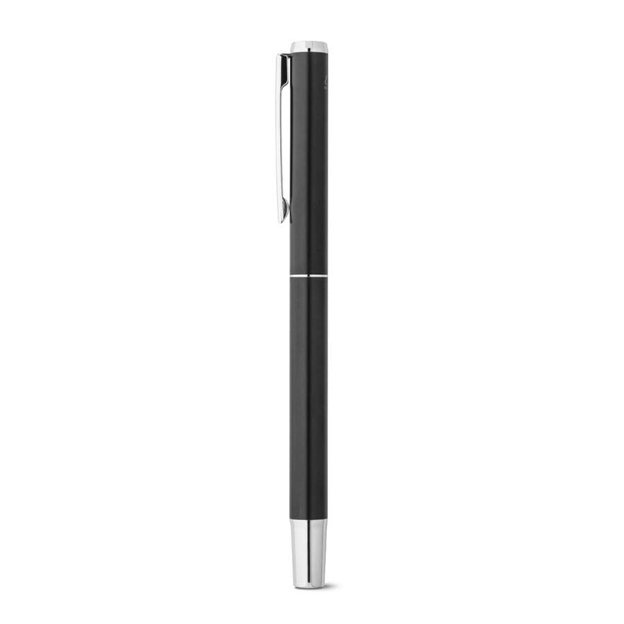 LEAH. Roller- och kulspetspenneset i aluminium (94 % rAL) med klämma Svart
