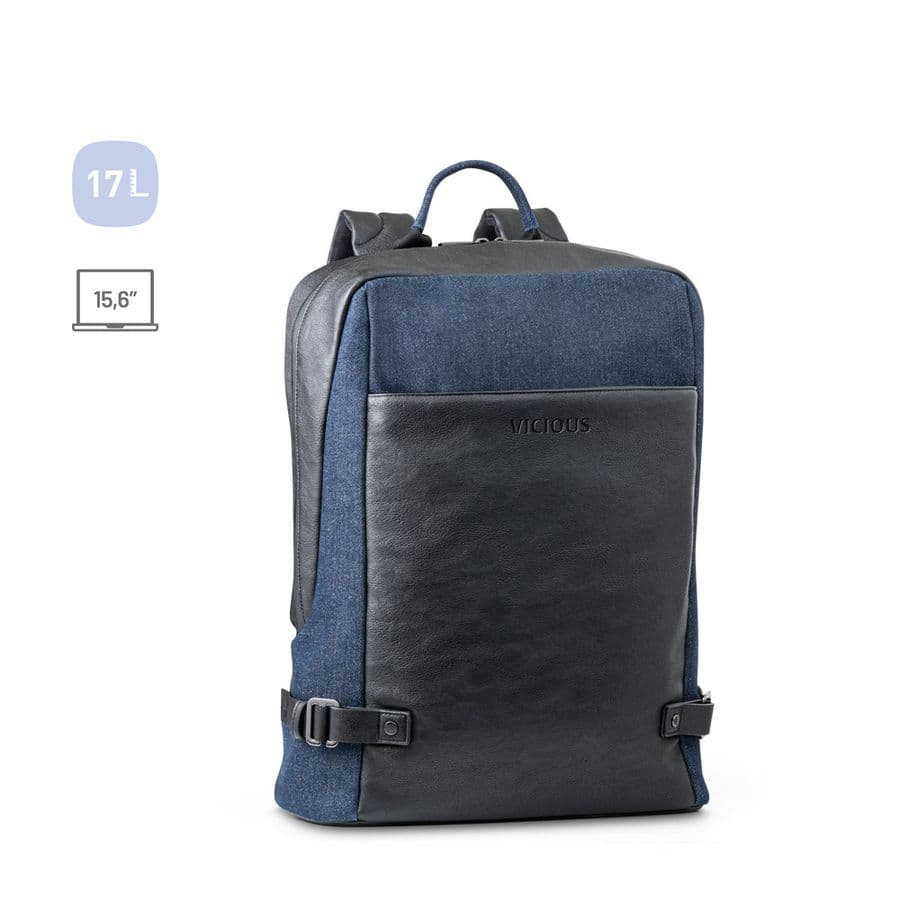 DIVERGENT BACKPACK I. Laptopryggsäck upp till 15.6'' i denim och PU