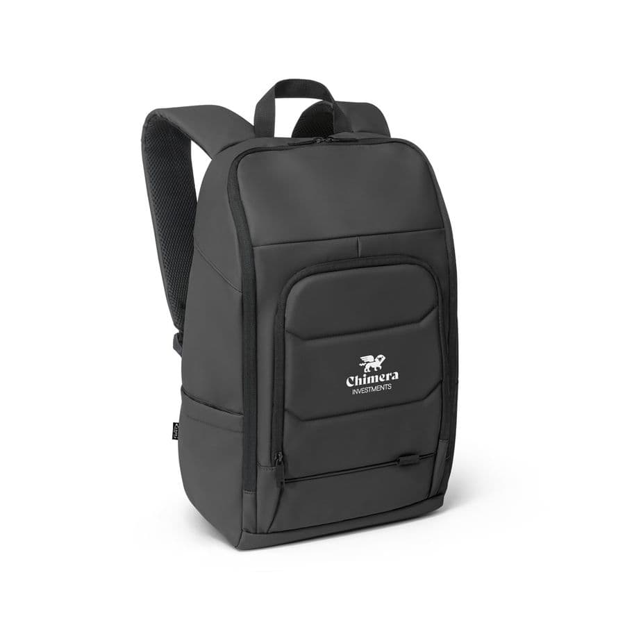 TOULON. Anteckningsblock-ryggsäck gjord av 600D återvunnen polyester med hög densitet med en vattentät finish 16"