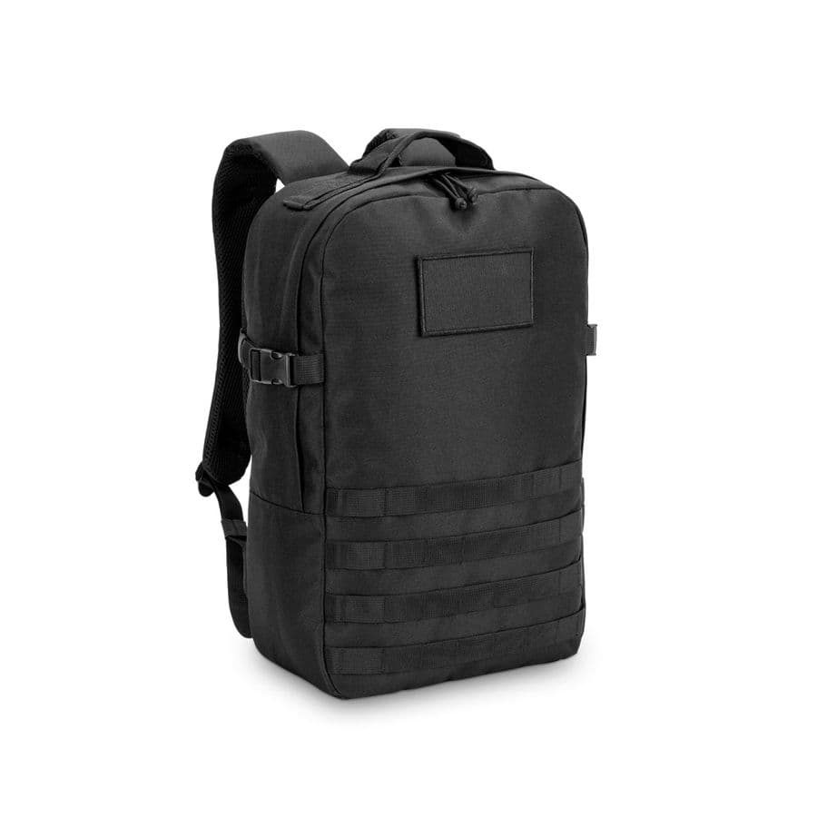 EDINBURGH BPACK. Ryggsäck i militärstil i 600D, återvunnen polyester med hög densitet och foder i 210D återvunnen polyester 17.3' Svart