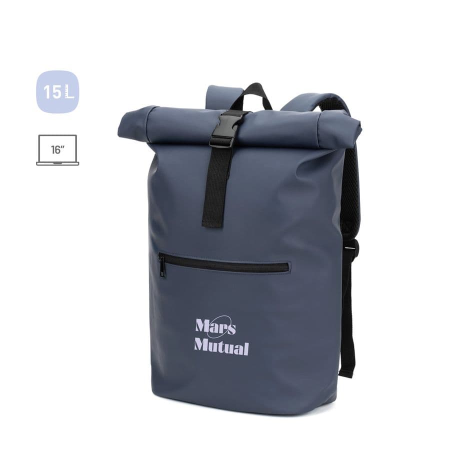 PORTLAND. PU-ryggsäck med roll-top och en 16" laptopficka