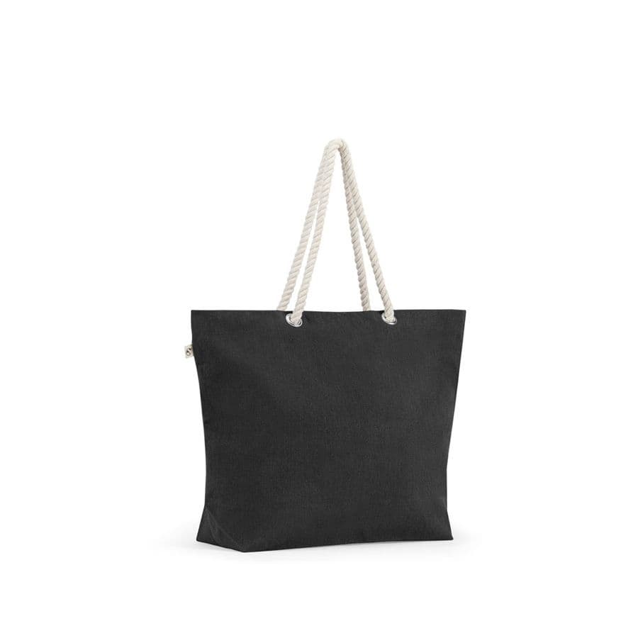 ATHENS. Strandväska i återvunnen bomull (70 %) och återvunnen polyester (30 %) (220 g/m²) Svart