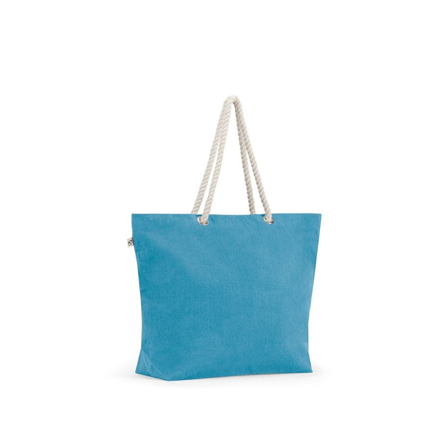 ATHENS. Strandväska i återvunnen bomull (70 %) och återvunnen polyester (30 %) (220 g/m²) Ljusblå