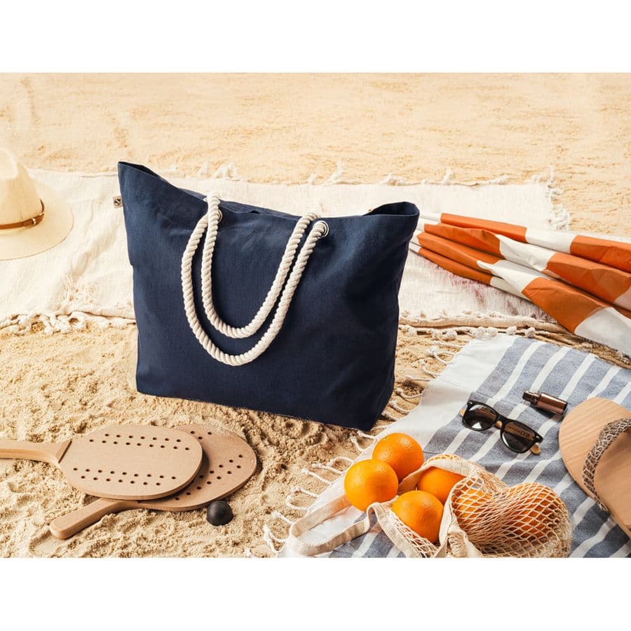 ATHENS. Strandväska i återvunnen bomull (70 %) och återvunnen polyester (30 %) (220 g/m²)