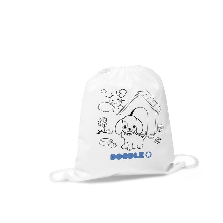 DRAWS. Barnväska med gympapåse för färgläggning (80 g/m²)