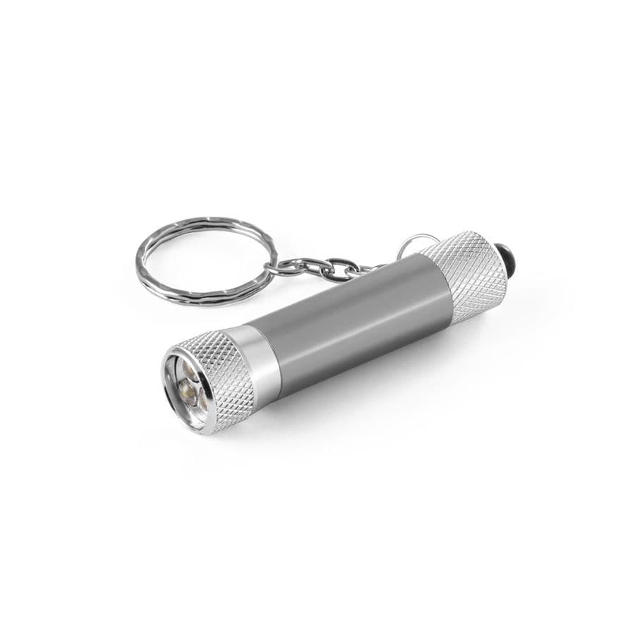 LERGAN. Nyckelring i aluminium med 3 LED-lamper Pistolmetall