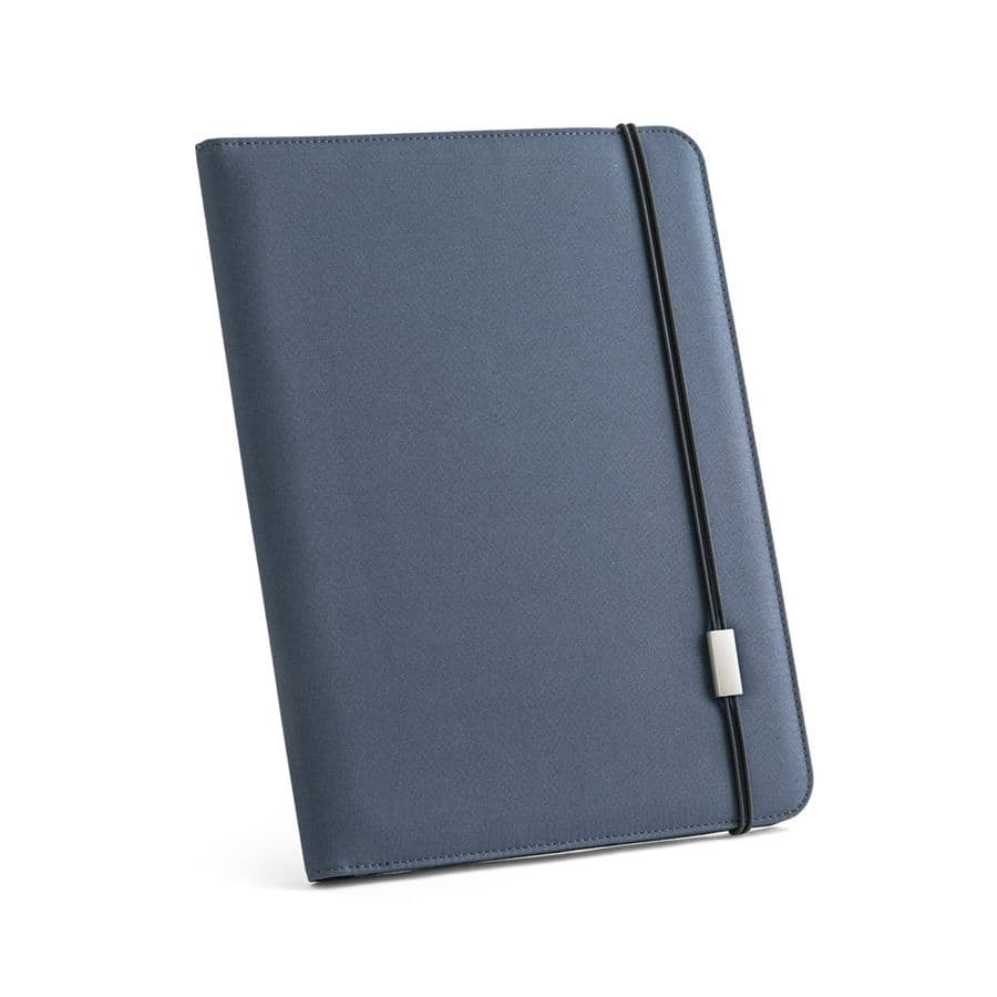 EMERGE FOLDER II. A4-mapp i återvunnen polyester (100% rPET 300D med elastisk stängning Blå