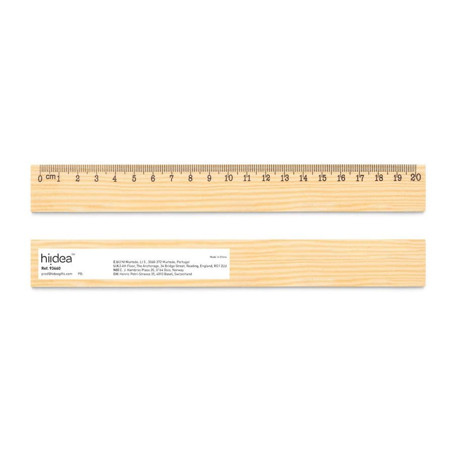 WESLEY 20. Linjal i furu med 20 cm skala