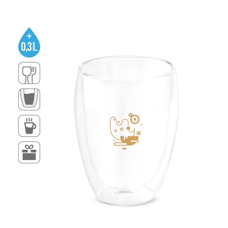 MACHIATO DUO. Set med 2 borosilikatglas muggar