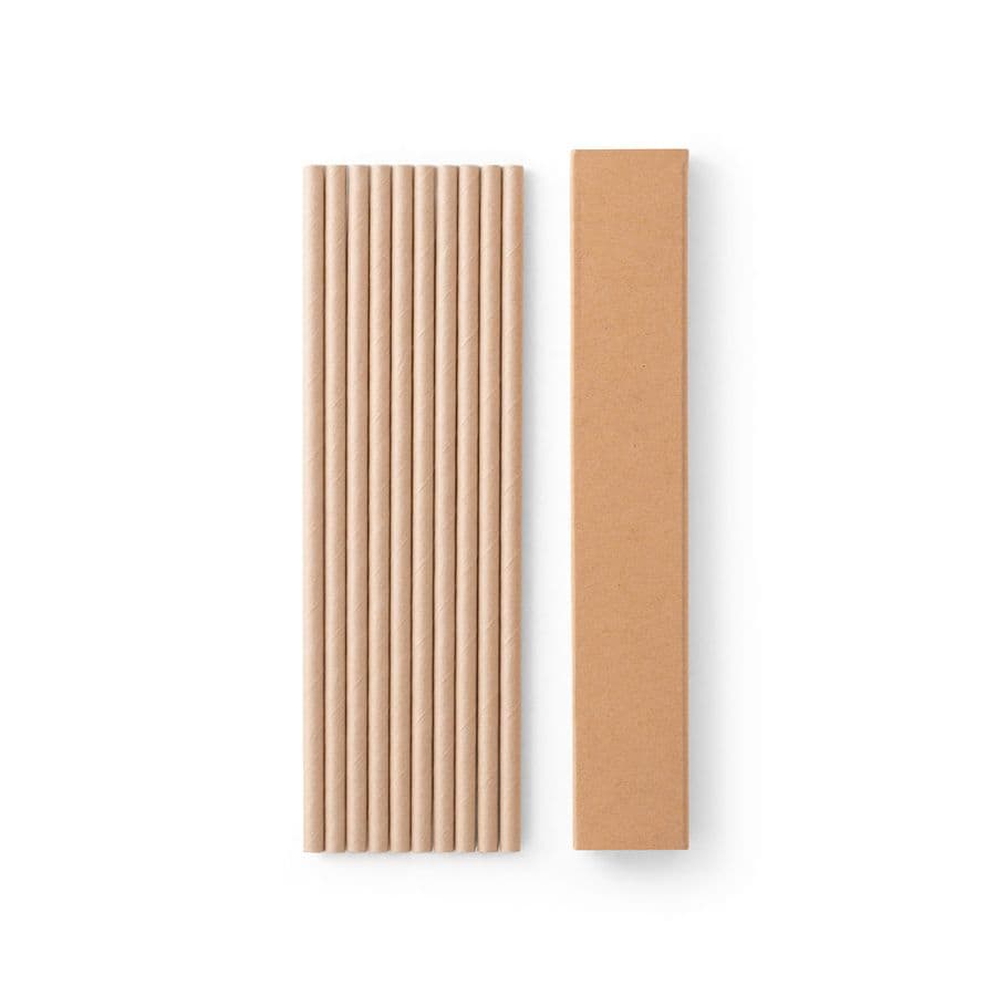 LAMONE. Set av 10 kraft papper sugrör