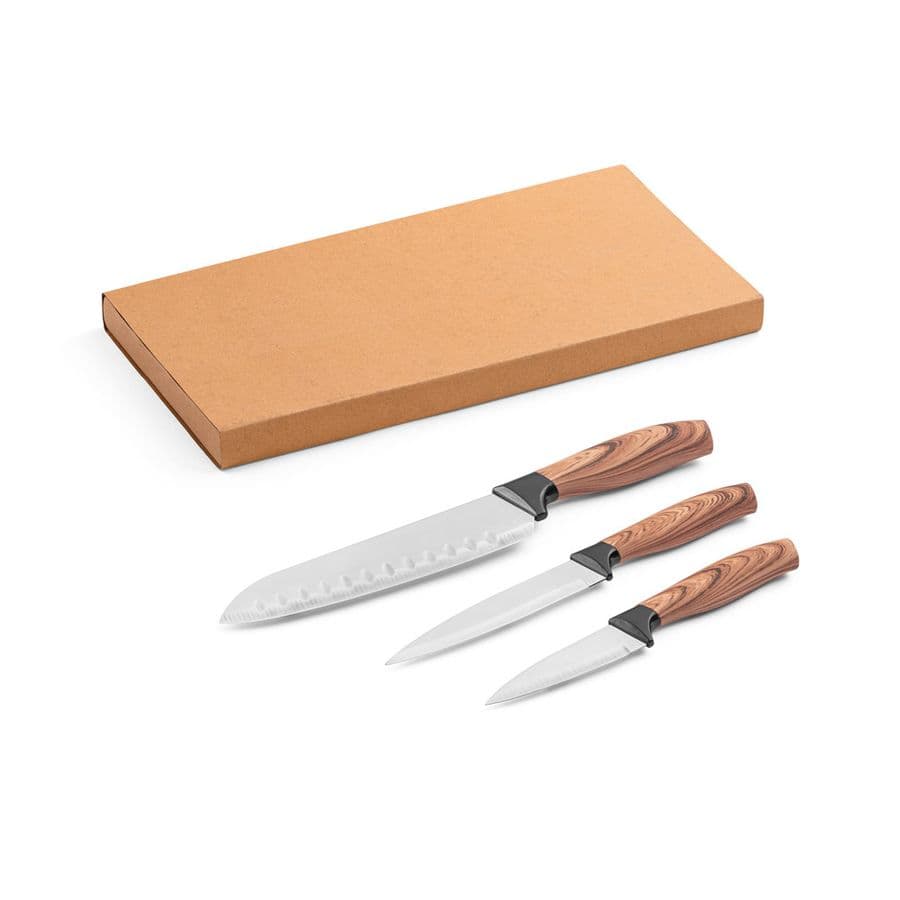 BAHARAT. Set med 3 köksknivar med rostfria blad och ergonomiska handtag
