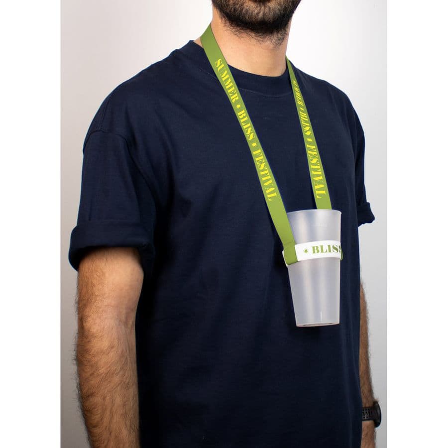 SWINDON. SET Lanyard SUBLIMATION Long II (20 mm) Duo med sublimeringselastisk mugghållare