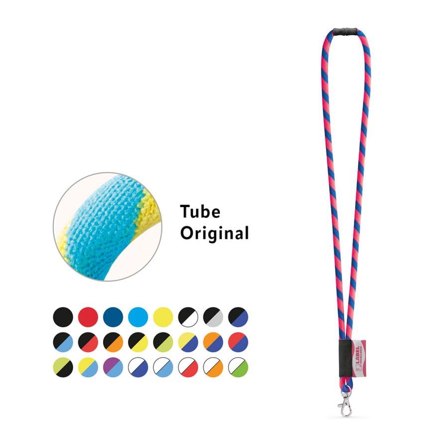 WISBECH. SET Lanyard TUBE Long (Ø 7 mm) med 9 mm grindkarbinhake och Ø 7 mm säkerhetsspänne