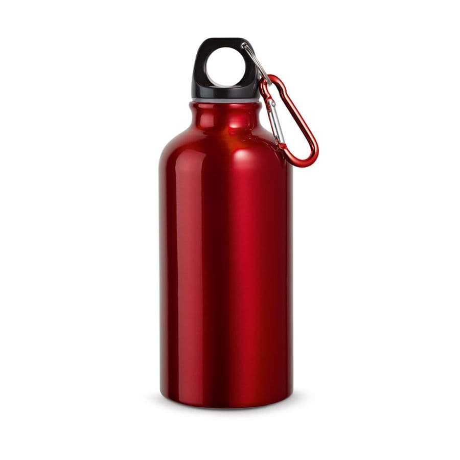 LANDSCAPE S. Sportflaska i aluminium med karbinhake 400 mL Röd