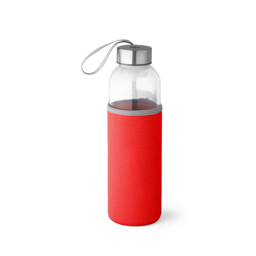 RAISE. Sportflaska av glas och rostfritt stål 520 mL Röd