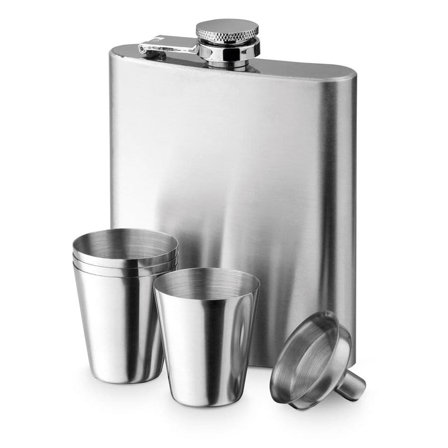 NOVAK. Rostfri stål flaska och glas set 200 ml Silver