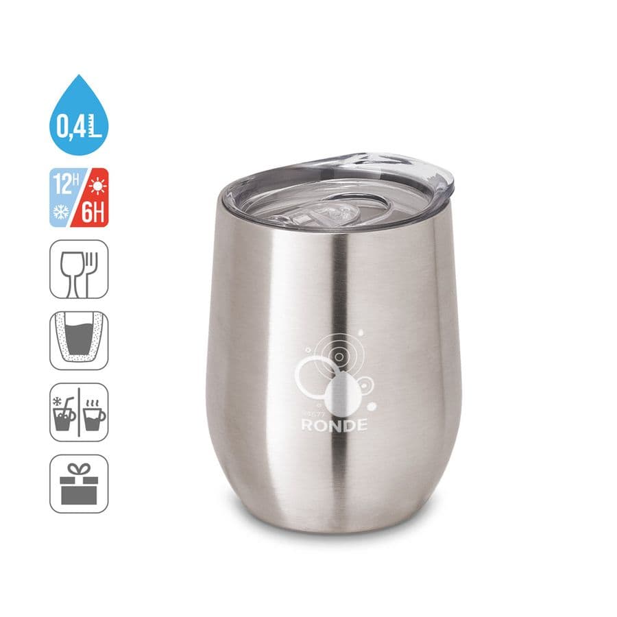 RONDE. Termosmugg i rostfritt stål 400 ml