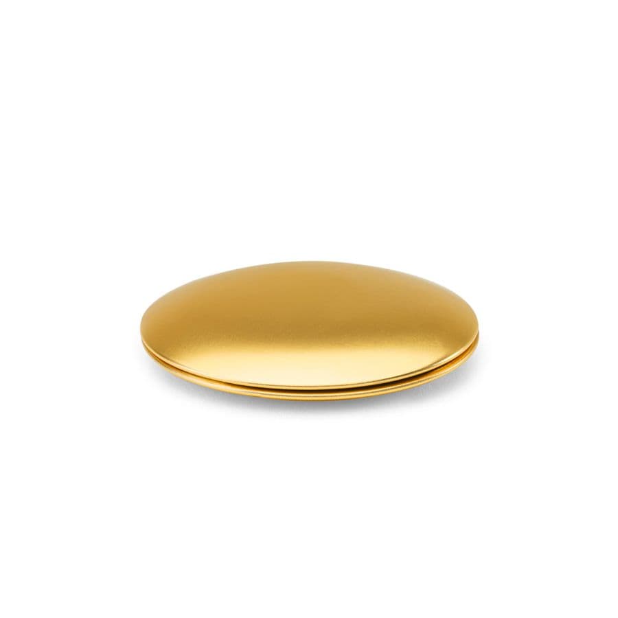 KAYLA. Dubbelsidig rund aluminiumspegel med magnetisk stängning Guld