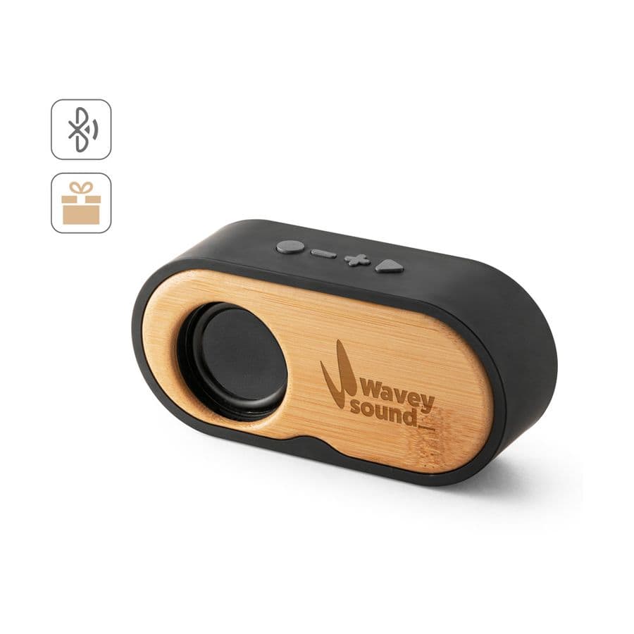 TILLY. Bärbar 3W högtalare med 5 timmars batteritid på bambu och återvunnen ABS (100 % rABS)