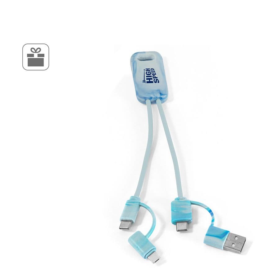 BERNERS. Supersnabb 6-i-1 USB-kabel i återvunnen PET (100 % rPET)