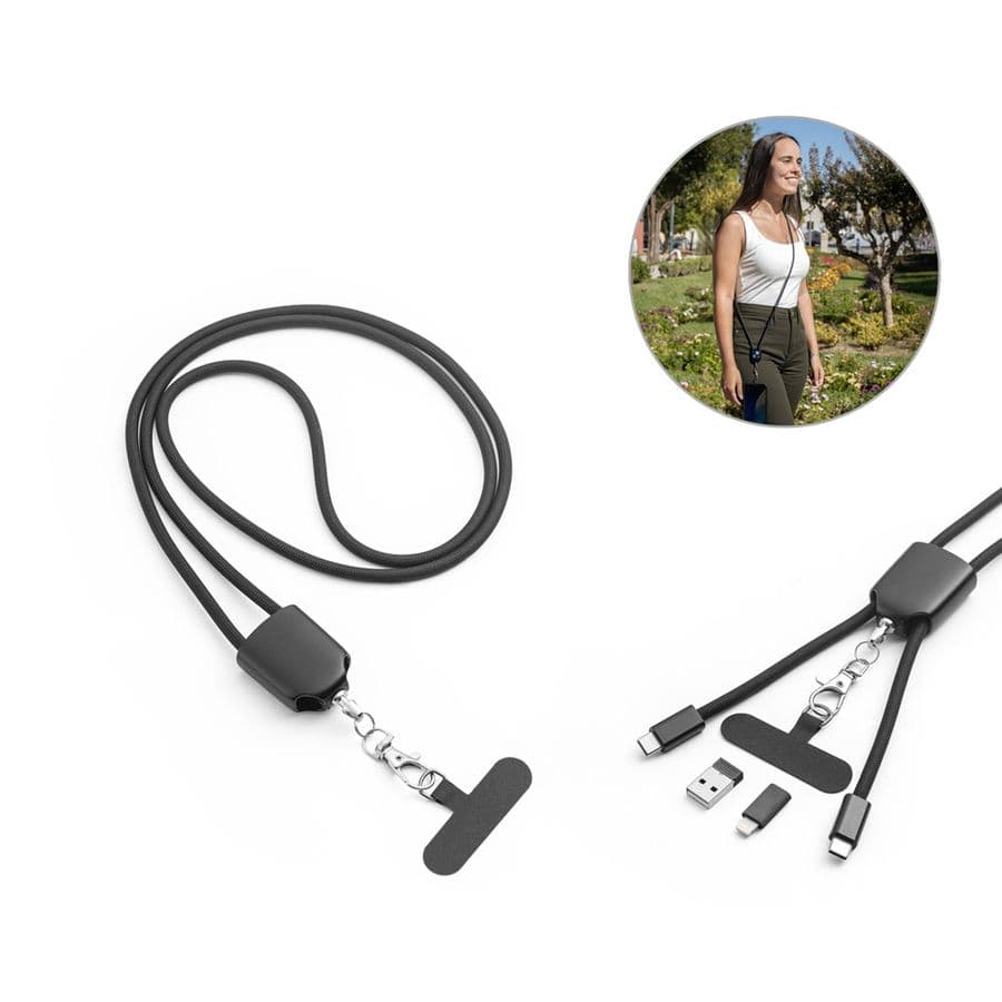 ZEWAIL. Snodd med inkluderad smartphonehållare, USB-C-kabel och olika adaptrar i återvunnet ABS och återvunnet TPE