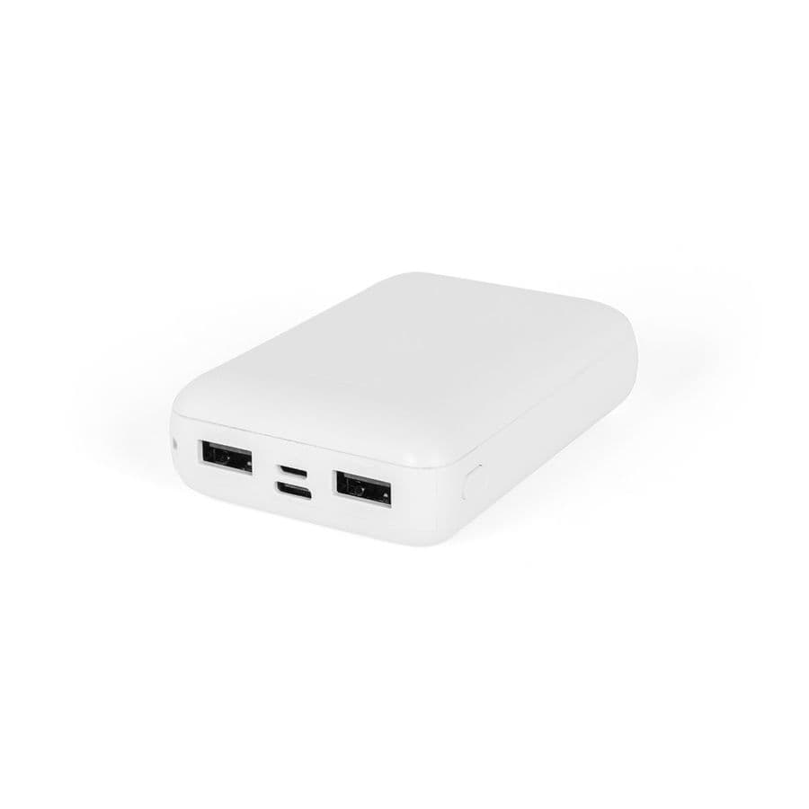 LEAKEY 10. Powerbank 10 000 mAh i återvunnen ABS (100 % rABS) Vit