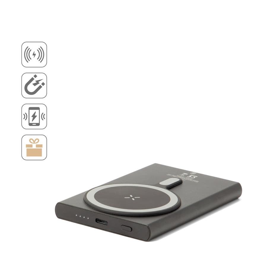 WRIGHT 5. Magnetisk powerbank med supersnabb laddning i återvunnet aluminium och återvunnet ABS 5'000 mAh