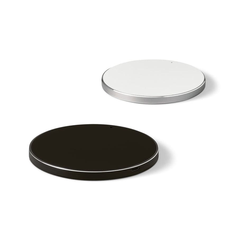JOULE. Snabb 10W trådlös laddare i återvunnen ABS (100% rABS) och återvunnen aluminium (100% rAL)