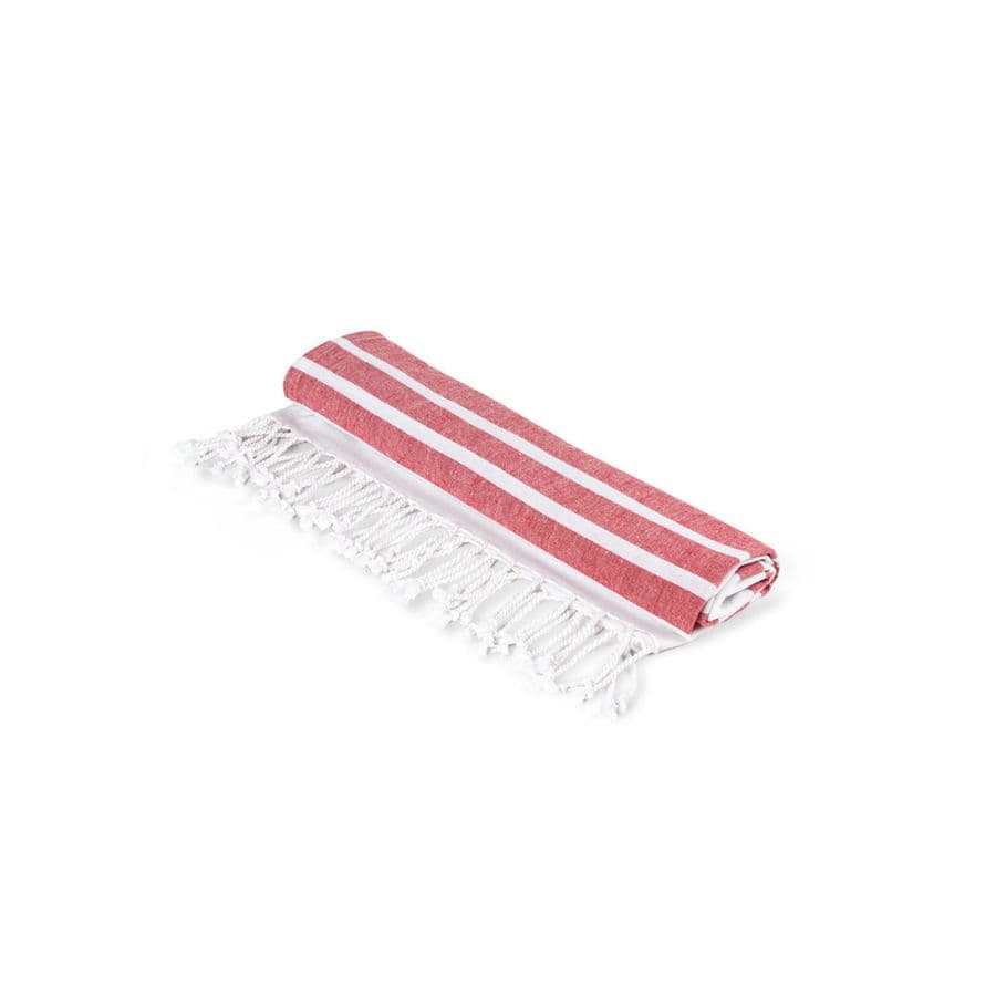 SARDENHA. Strandhandduk i bomull (70 % återvunnen) och polyester (30 % återvunnen) (180 g/m²) Röd
