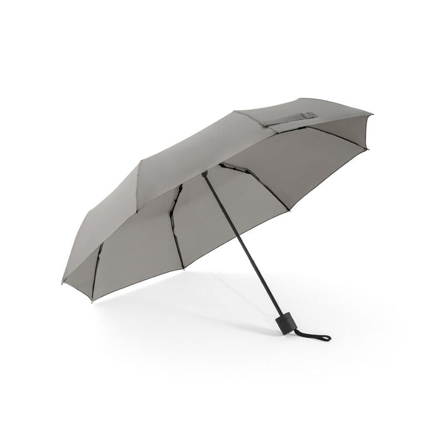 AIDEN. 21" paraply i återvunnen polyester (100 % rPET) pongee 190T, hopfällbart i 3 sektioner Ljusgrå