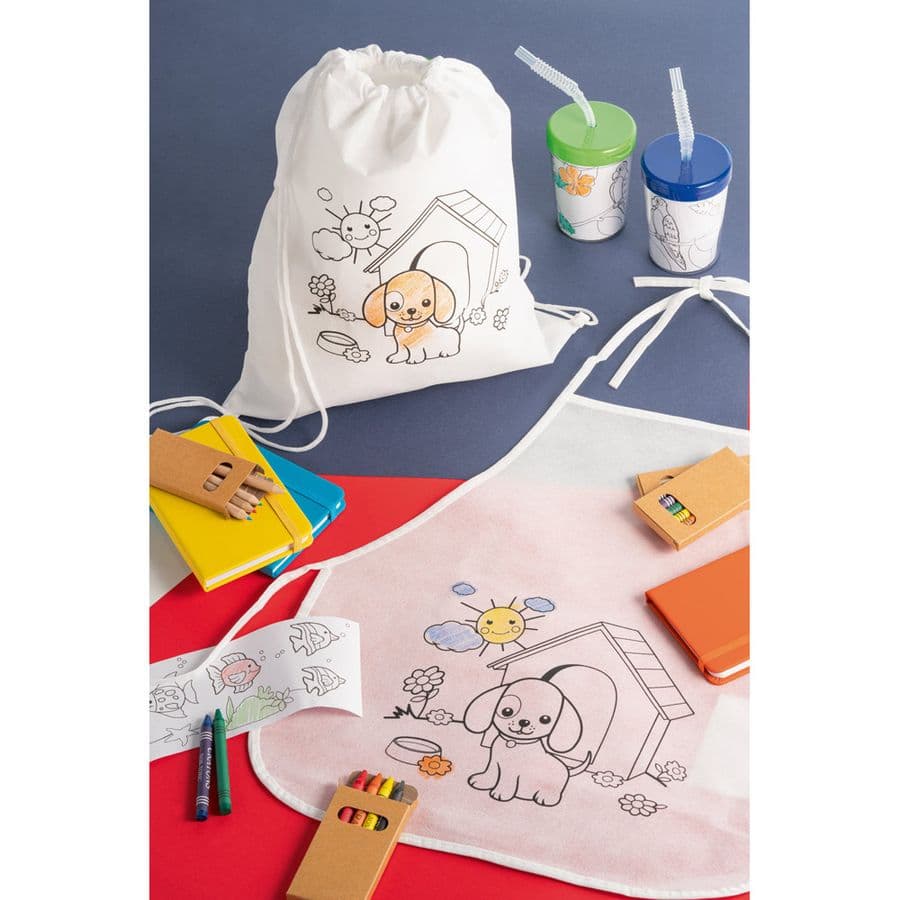 NILO. Barnförkläde för färgläggning i non-woven (80 g/m²)