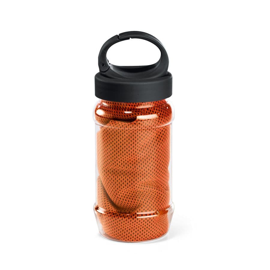 ARTX PLUS. Set med en PP- och PET-flaska och en sporthandduk av polyamid och polyester Orange