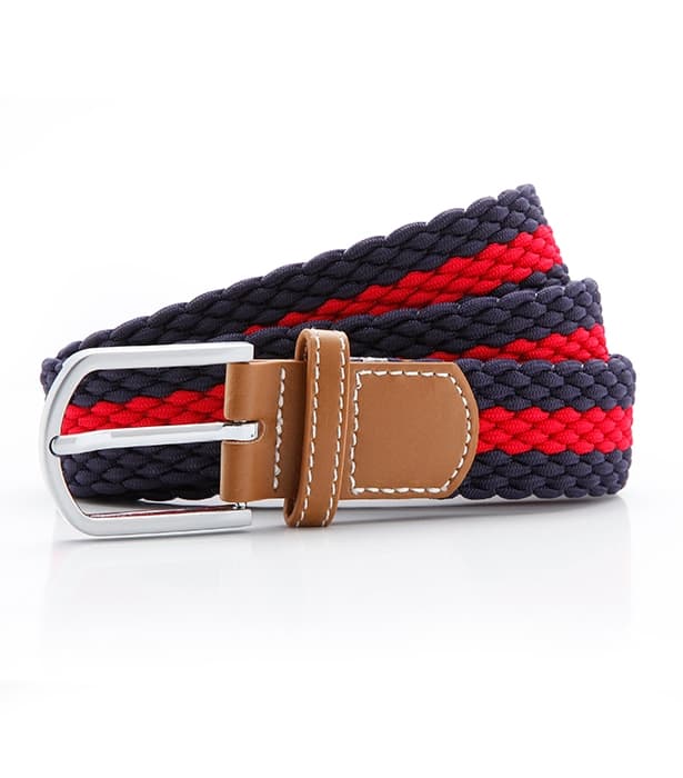 Two colour stripe braid stretch belt
