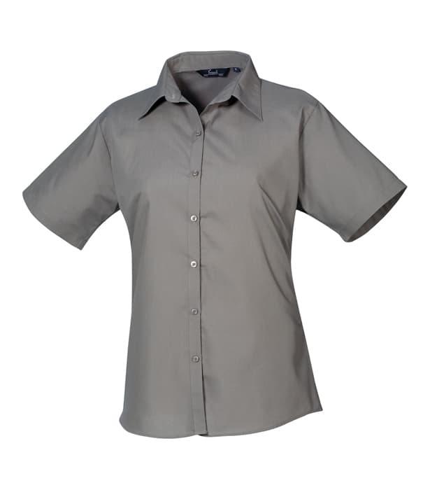 Women's short sleeve poplin blouse