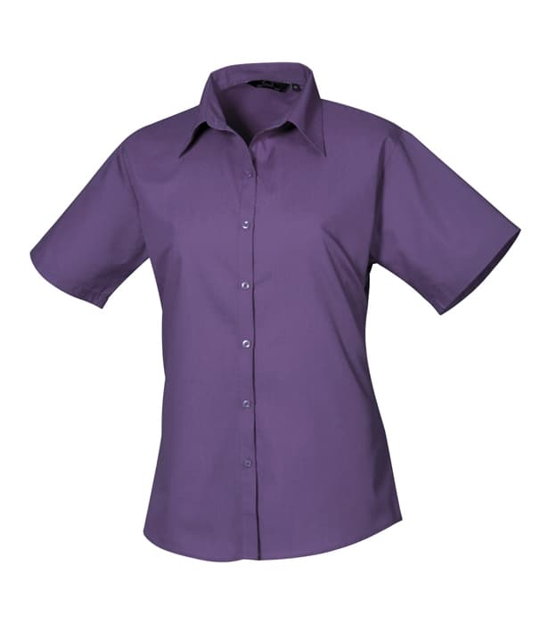 Women's short sleeve poplin blouse