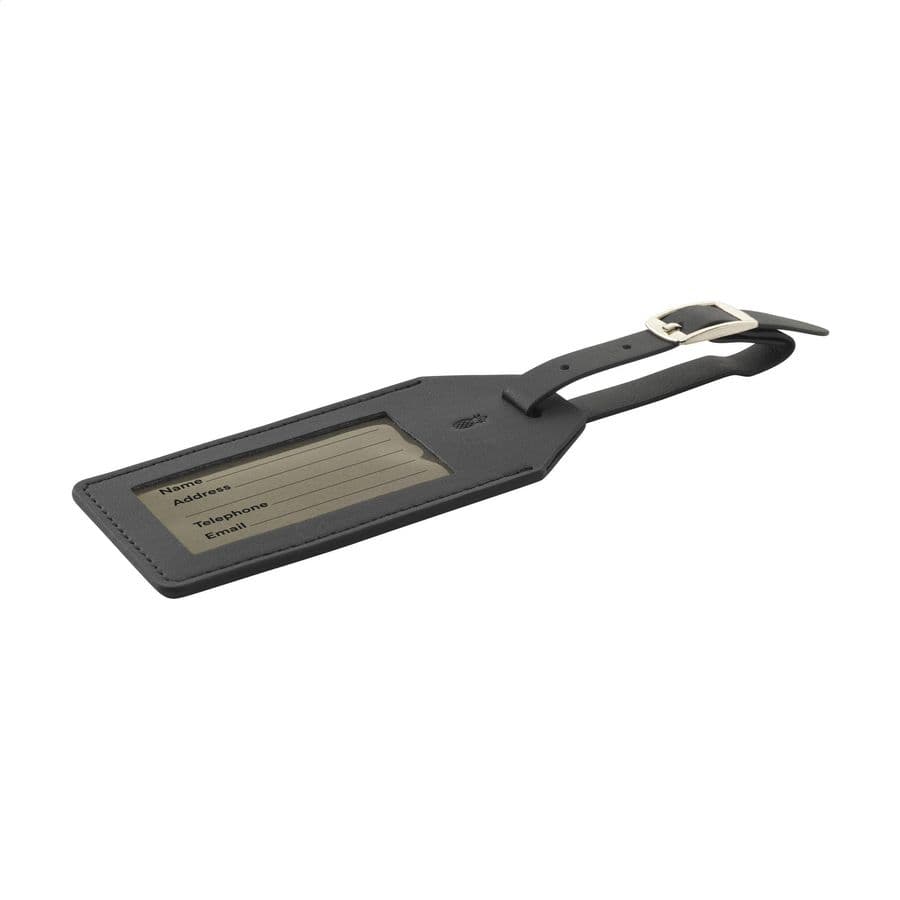 Vegan Pineapple Leather Luggage Tag Svart