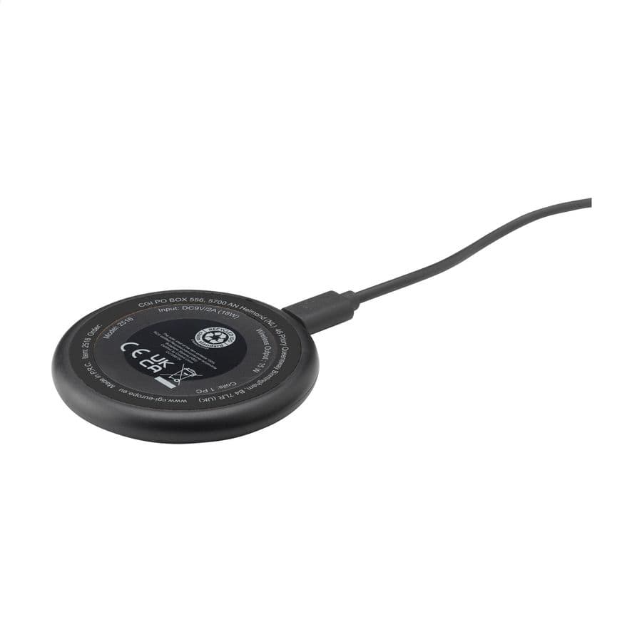 All-in-one RCS Recycled 15W Magnetic Wireless Charger Svart/svart